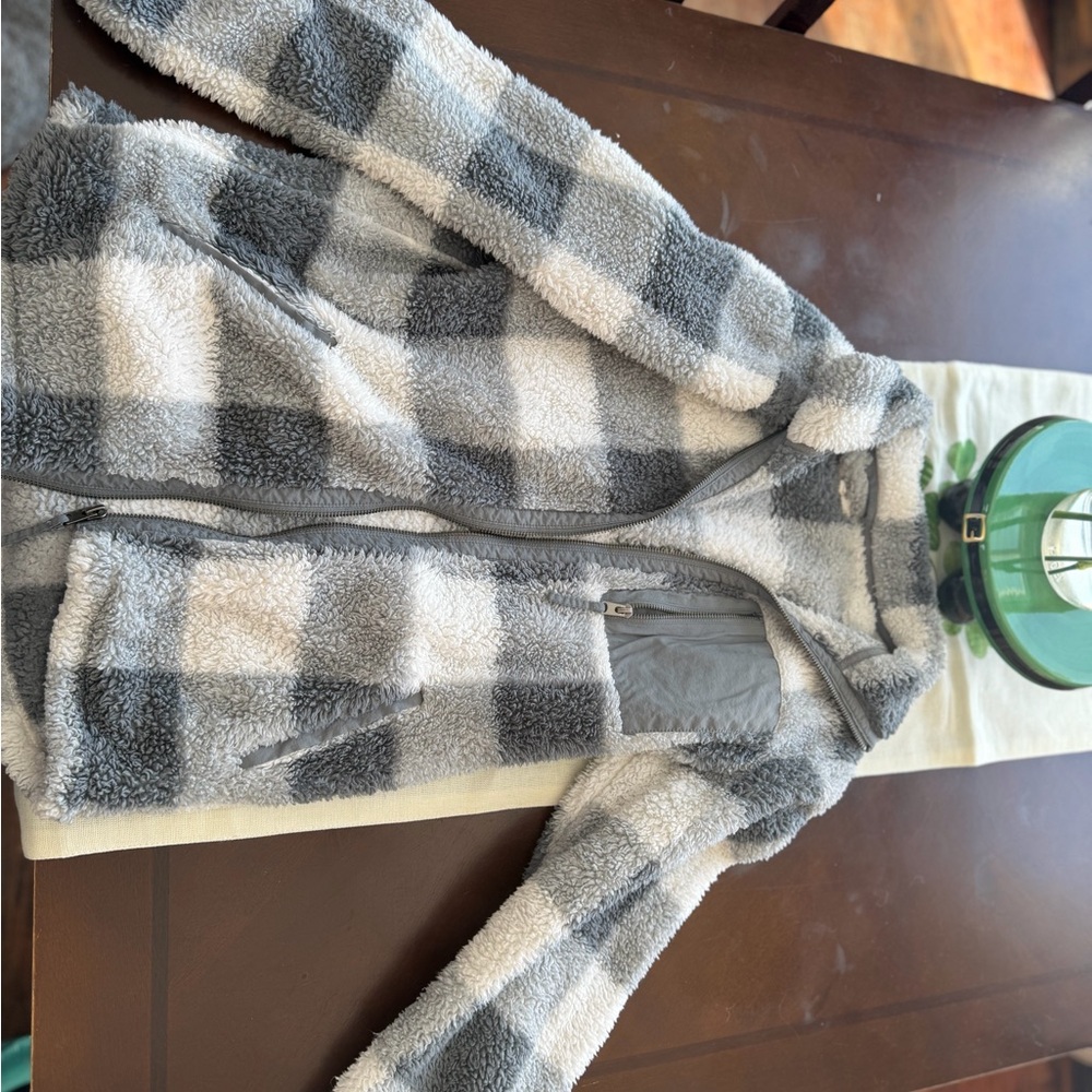 Maurices Gray and White Sherpa Jacket